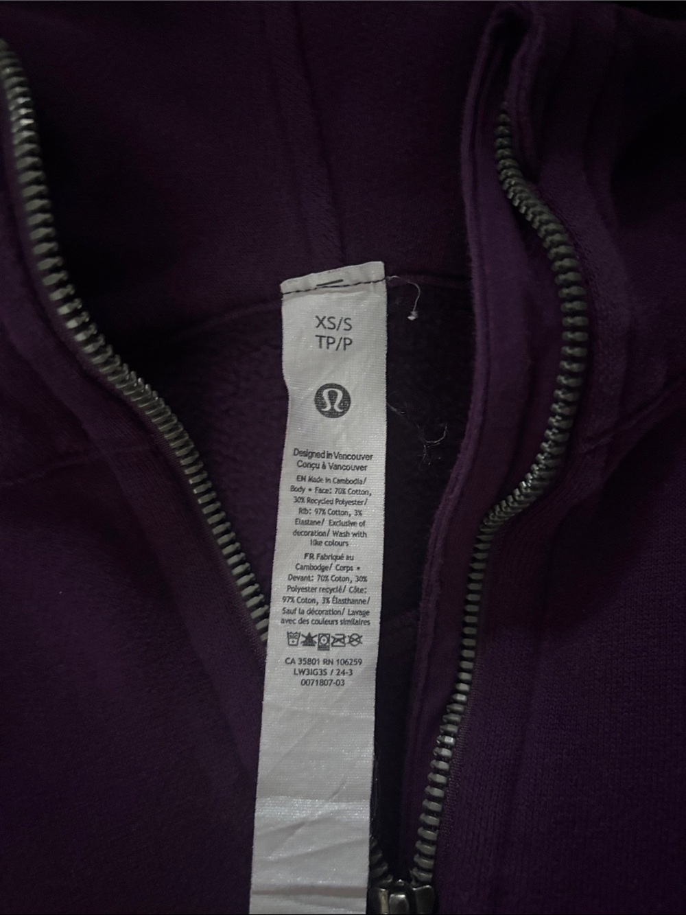 lululemon athletica Women's Half-Zip Hoodie - Deep Purple - Picture 2 of 4
